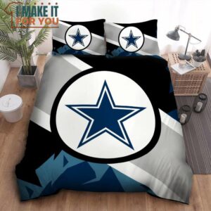 Dallas Cowboys Grey Black Blue Star Logo Bedding Set, Dallas Cowboys Gifts Sale