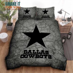 Dallas Cowboys Grey Stone Black Logo Bedding Set, Dallas Cowboys Gift
