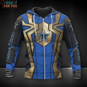 NFL Dallas Cowboys Blue Golden Spider Man Zip Up Hoodie Unique Dallas Cowboys Gifts 3