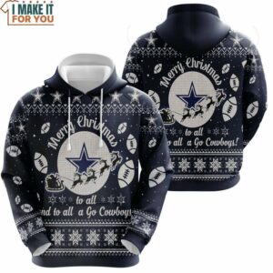 NFL Dallas Cowboys Christmas Football Pattern Pullover Hoodie, Unique Cowboys Gift