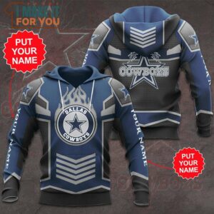 NFL Dallas Cowboys Custom Name Logo Burning Cool Art Pullover Hoodie