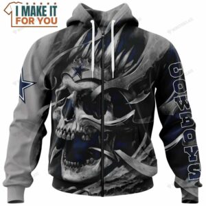 NFL Dallas Cowboys Custom Name Number 3D Skull Graphic Zip Up Hoodie 2