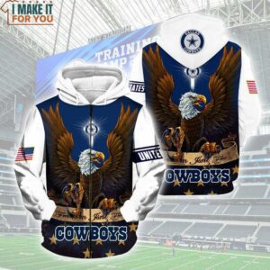 NFL Dallas Cowboys Custom Name One Nation Under God Classic Eagle Zip Up Hoodie 2