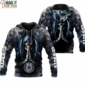 NFL Dallas Cowboys Death Smoke Graphic Star Logo Zip Up Hoodie 2