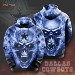 NFL Dallas Cowboys Skull Light Blue Burning Smoke 3D Hoodie, Best Dallas Cowboys Gifts