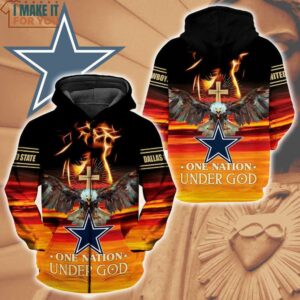 NFL Dallas Cowboys One Nation Under God Eagle Cross Jesus Hoodie 3
