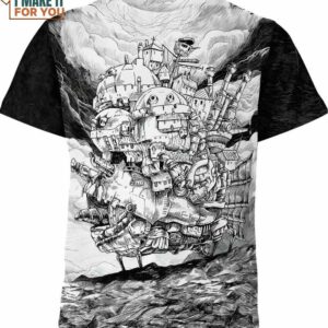 Howl S Moving Castle Studio Ghibli Black White Shirt