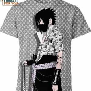 Sasuke Uchiha Louis Vuitton Bape Supreme Naruto Shirt