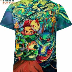 Tanjiro Kamado Dragon Blue Demon Slayer Shirt