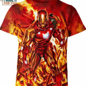 Iron Man Fighting In Fire Marvel Shirt, Marvel Graphic Tees