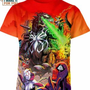 Marvel S Godzilla Venomized Marvel Comics Shirt, Marvel Superhero Shirts For Adults