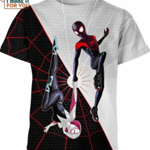 Gwen And Miles Morales In Spider Man Universe Marvel Comics Shirt, Marvel Birthday Gifts