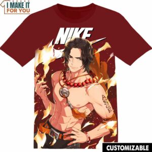 One Piece Portgas D. Ace Fire Nike Shirt, Creative Nike Graphic T-shirts For Artistic Individuals