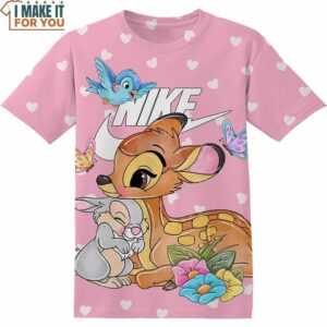 Cartoon Gift Disney Bambi and Thumper Nike Heart Shirt, Cool Nike Graphic T-shirts