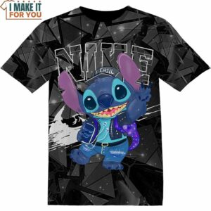 Cartoon Gift Stitch Nike 3D Black Shirt, Bold Nike Graphic Prints