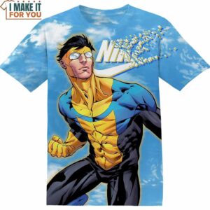 Cartoon Gift Superhero Invicible Nike Shirt, Cool Nike Graphic Tees For Fans