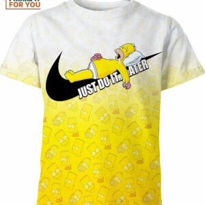 Cartoon Gift The Simpsons Just Do It Later Nike 3D Shirt, Modern Nike Graphic T-shirts