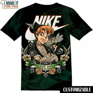 Peter Pan Nike Tattoo Shirt, Expressive Nike Graphic Tees For Statement Gifts