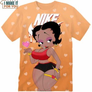 Cartoon Gift Black Pride Betty Boop Nike Heart Shirt, Nike Graphic Design Shirts