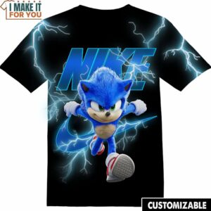 Cartoon Gift Sonic the Hedgehog Black Thunder Nike 3D Shirt, Fashionable Nike Graphic Shirts