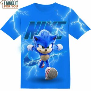 Cartoon Gift Sonic the Hedgehog Nike Blue 3D Shirt, Limited Edition Nike Tees