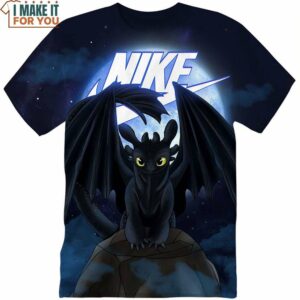 Dragon Gift Toothless in Moonlight Nike Shirt, Creative Nike Graphic Designs