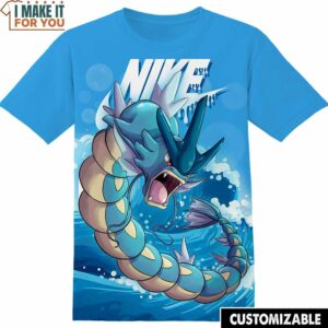 Gyarados Pokemon Nike Shirt, Eye-catching Pokemon Apparel, Unique Nike Graphic Tees