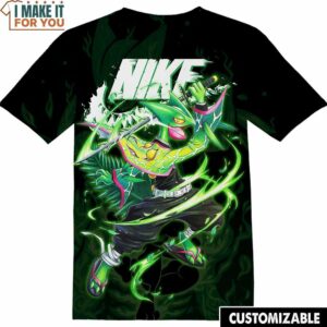Sceptile X Zenitsu Agatsuma Nike Shirt, Bold Pokemon Fashion Statement, Trendy Nike Graphic Shirts