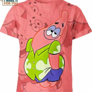 Patrick Star Spongebob Squarepants Pink Shirt, Gifts for Cartoon Lovers
