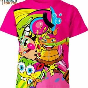 Spongebob Squarepants Teenage Mutant Ninja Turtles 3D Shirt, Best Gifts for Cartoon Lovers