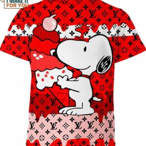 Snoopy Louis Vuitton Ice Cream Red Shirt, Peanuts Characters Gifts