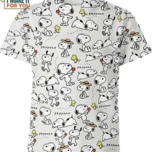 Snoopy Woodstock Pattern Shirt, Snoopy And Peanuts Gifts