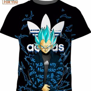 Vegeta Dragon Ball Adidas Blue Saiyan Shirt, Gifts for Dragon Ball Z Enthusiasts