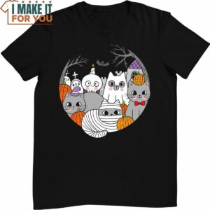 Cat Witch Mummy Lazy Halloween Costume Cute Kitten Monster T-Shirt, Cute Halloween Presents