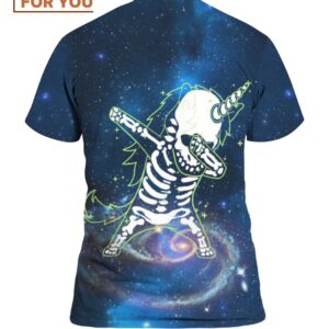 Dabbing Unicorn Skeleton T Shirt Horror Movie Merchandise for Halloween 2