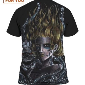 Skulls Hair Black T Shirt Gothic Halloween Tees 2