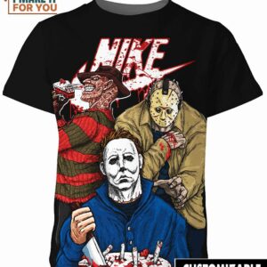 Halloween Top Killers Jason Voorhees Michael Myers Freddy Nike Shirt, Creepy Costumes for Halloween