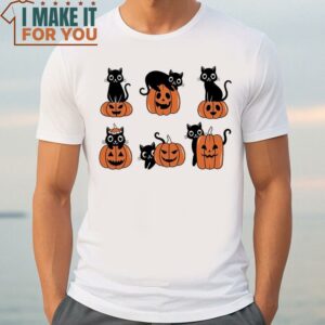 Black Cat On Pumpkin Shirt Shirt For Fall Black Cat T shirt Halloween Black Cat Design 2