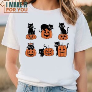 Black Cat On Pumpkin Shirt Shirt For Fall Black Cat T shirt Halloween Black Cat Design 3
