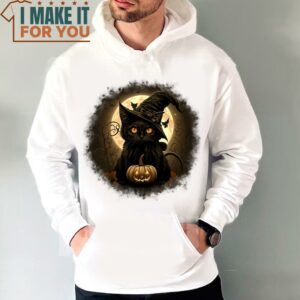 Black Cat Witchy Pumpkin Moon Spooky Halloween Womens Kids T Shirt 4