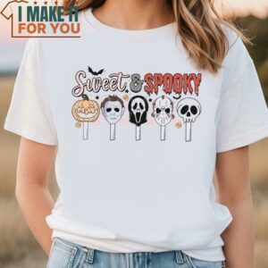 Sweet And Spooky Shirt Horror Movie Characters Skull Shirt Cute Halloween Gift 2