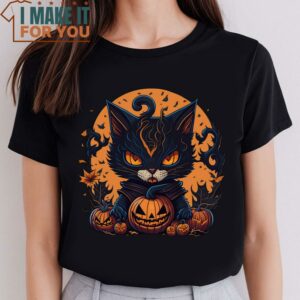 Scary Cat Halloween T Shirt Retro Halloween Shirt Cute Halloween Presents 2