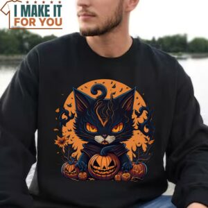 Scary Cat Halloween T Shirt Retro Halloween Shirt Cute Halloween Presents 3