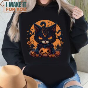 Scary Cat Halloween T Shirt Retro Halloween Shirt Cute Halloween Presents 4