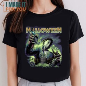 Halloween Graveyard Orange T shirt Retro Horror Movies Shirt 2