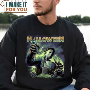 Halloween Graveyard Orange T shirt Retro Horror Movies Shirt 3