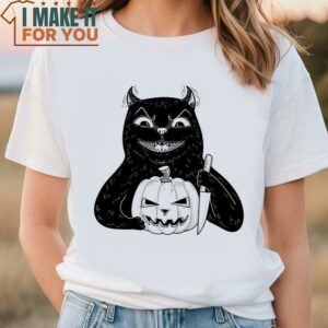 Halloween Shirt Funny Cat Ghost Tshirt Cute Halloween Shirt Halloween Cat Shirt Spooky Season Tee Halloween 2 1