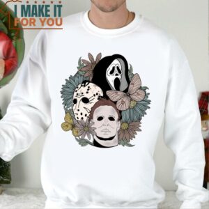 Halloween Floral Scream Jason Michael Myers Horror Movie Shirt Sweet Halloween Gift 2