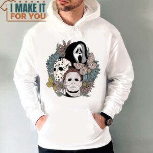 Halloween Floral Scream Jason Michael Myers Horror Movie Shirt Sweet Halloween Gift 3