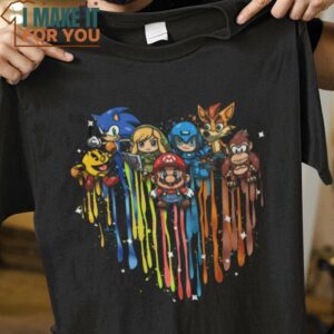 Game Heart Video Game Characters T-Shirt, Best Gifts for Halloween Lovers